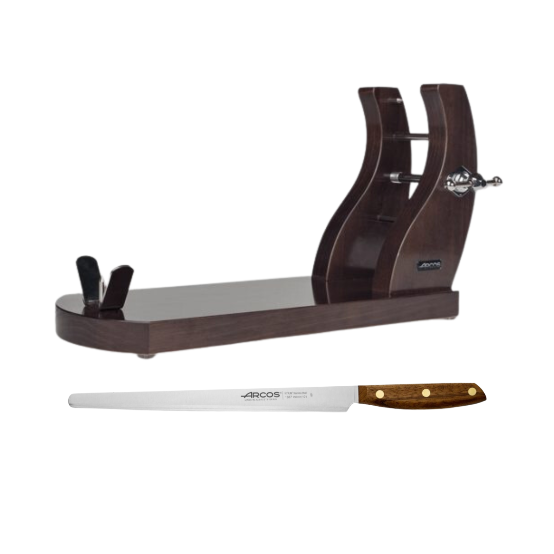 Soporte Jamonero Arcos 683200 + Cuchillo Jamonero Arcos Nórdika 25 cm