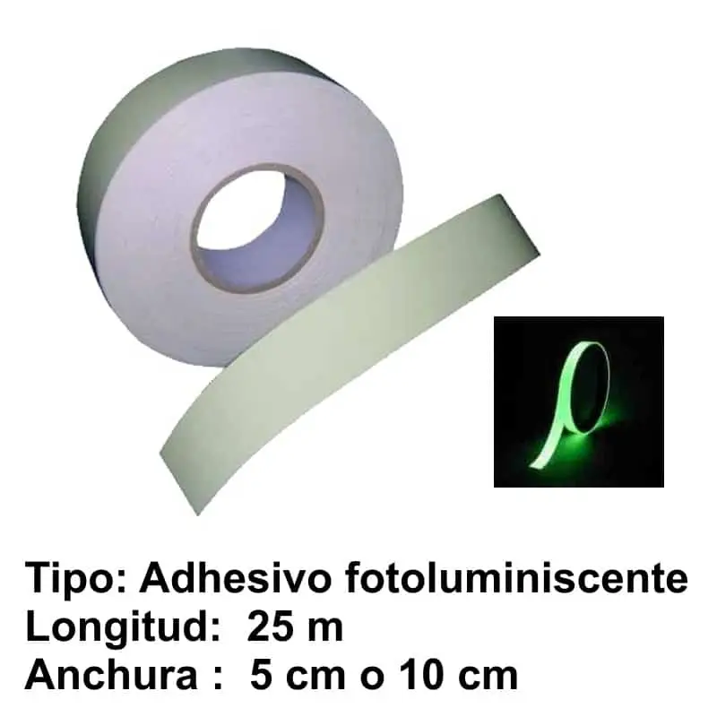 Cinta fotoluminiscente de señalización adhesiva