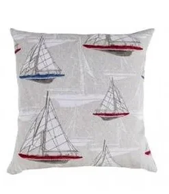 COJÍN NÁUTICO BARCOS .  43 x 43 cm